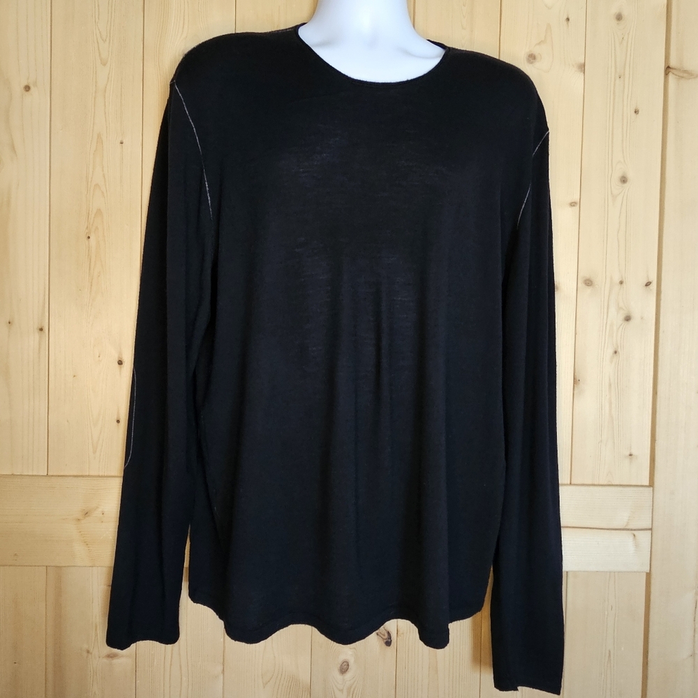 XXL John Varvatos Merino Wool Black Men's Longsleeve Shirt